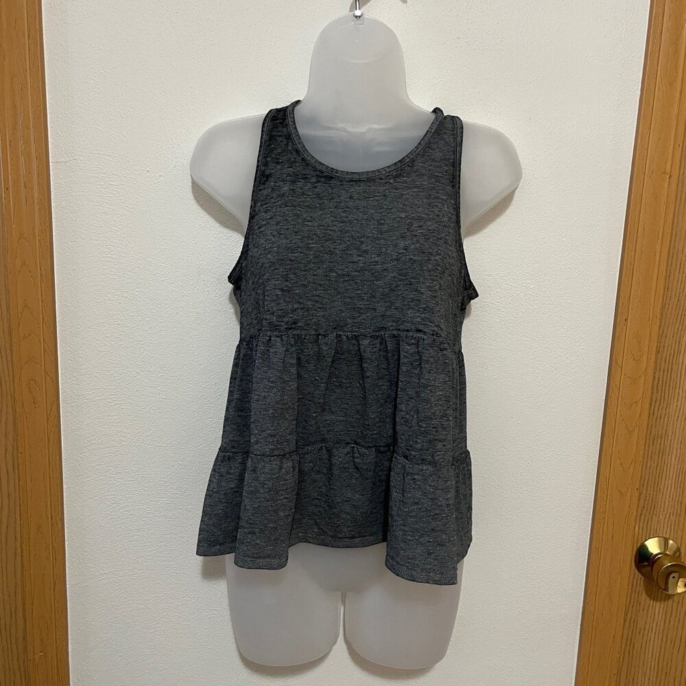 Pink Elephant Gray Distressed Layered Tank Top (Small)